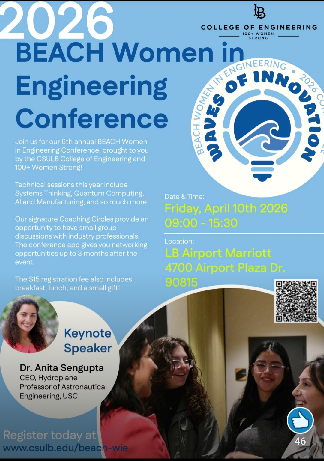 Dr. Sengupta to Deliver the Keynote for the Women in Engineering Conference at Cal State University Long Beach in April 2026.